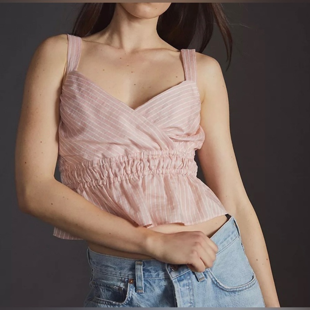 NWT Maeve Shirred Peplum Top Size M - Picture 2 of 9